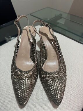 Stuart Weitzman Metallic Gold Heels Leather